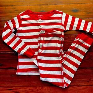 Hatley striped holiday Christmas long sleeve pajama pants set sz 7